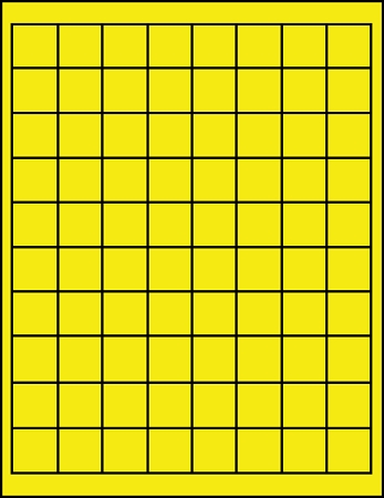 3925Y Fluorescent Yellow 1 inch square ProfessionalLabel.com