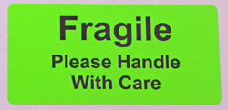 Fluorescent Green Fragile Labels ProfessionalLabel.com