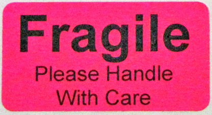 Fluorescent Pink Fragile Labels ProfessionalLabel.com