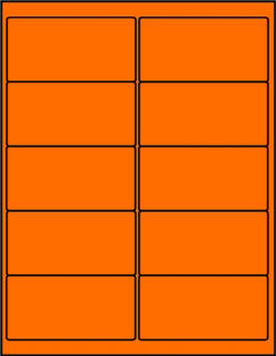 Orange dayglo fluorescent 4 x 2 labels OR4020