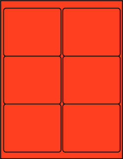 Red fluorescent dayglo 4 x 3.33 labels R4033